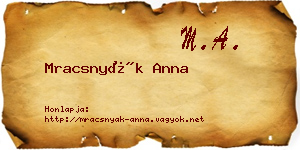 Mracsnyák Anna névjegykártya